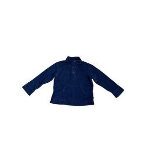 Janie & Jack Navy Blue 1/4 Button Pullover Sweatshirt With Kangaroo Pocket Boys